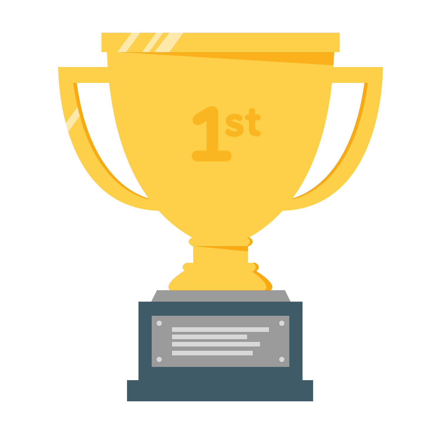 For visibility and asthetics, photo of a trophy that says first place on it